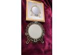 Vintage Andrea By Sadek Brass Plated Tabletop Mirror Rose Pattern Item # 16400