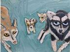 Original husky dog oil painting, signed