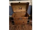 Antique WOOD STEAMER DOME TRUNK chest coffee table storage Refinished
