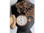 Waltham Antique 14K Yellow Gold Manual Pocket Watch With 14K Gold Chain 65.9Gr.