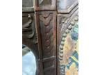 Antique Mahogany & Velvet Swivel Captain’s Chairs w/ Bronze Fish Sculpture
