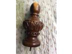 Salvaged Vtg Lot Of Two Brown Lacqured Solid Turn Wood Posts Navals Finials