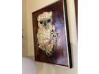 Vintage Mid Century Owls Painting Original Abstract