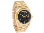 Rolex Day-Date President 18k Yellow Gold Black Tapestry 36mm Watch '85 18038