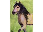 Horse Buckskin Aceo Signed Original Animal Painting
