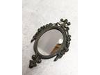 Vintage Brass Mini Mirror Italy Victorian Oval Ornate Wall Hanging