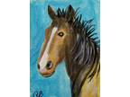 Horse Bay Thoroughbred Aceo Signed Original Animal Painting