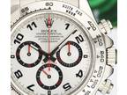 ROLEX 18kt White Gold DAYTONA Silver Arabic Dial Rubber Strap 116519 SANT BLANC