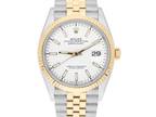 Rolex Datejust 36mm 18K Yellow Gold & Stainless Steel 126233 White Index Dial