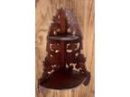 Vintage Black Forest Hand Carved Wood Corner Wall 2 Folding Sheves Leaf Design