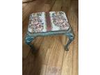 Antique Victorian Cast Iron Padded Floral Foot Stool 13"L x 11"H x 10"W.