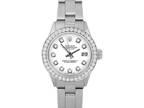 Rolex Ladies Datejust White Diamond Dial Diamond Bezel Oyster Band Watch