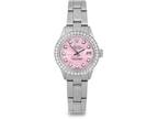 Rolex Lady Datejust Pink Mother Of Pearl Diamond Dial Diamond Bezel Oyster Band