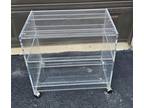 AKKO Clear Acrylic Lucite Rolling Bar Cart Vintage Space Age Mid Century Modern