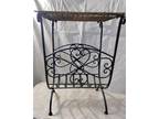 Vintage Wrought Iron & Wicker Side Table/Magazine Rack