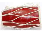Dholak roll, Mango Wood, Natural Wood Color Red With Padded Bag.