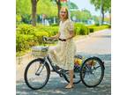 Secondhand 24" Adult Tricycle Bike w 7 Speed Gear Front &Rear Basket Matte Gray
