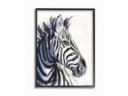 Stupell Industries Large Zebra Head Animal Watercolor Painting Black Framed W...