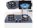 Kitchen Gas Cooktop Stove Top 2 Burners Tempered Glass Built-In LPG/NG Black