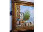 Vintage Caroline Burnett Signed Oil Painting Art Canvas Paris Street Scene