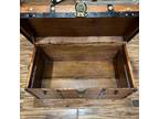 Antique WOOD STEAMER TRUNK chest Jenny Lind table storage Refinished W/ Tray