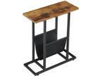 Small Narrow Side Sofa Table End Table Nightstand w/Magazine Holder Rustic Brown
