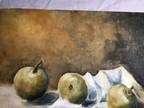Vintage Original Oil on Canvas Realism Fruit Still Life Apples 18" x 14"