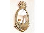 Vintage Brass Pineapple Shape Wall Mirror Boho Tropical Tiki Decor
