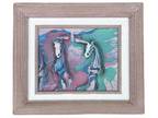 Running Wild Horses Abstract Painting Equestrian Art Picture Signed Vtg 80s