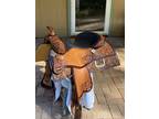 Kyle Tack Reining Saddle 15.5â Bison Seat - Silver conchos- Pristine