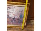 BEAUTIFUL Oil Painting Still Life Flower Butterflies Wood signed Framed
