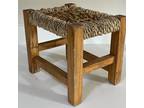 Vintage Primitive Woven Wood Wooden Foot Stool Bench