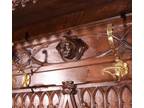 Antique French Gothic Hall Tree/Hall Stand/Coat/Hat Rack in Solid Walnut Wood
