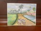 Village Life, Water color, Portrays south Asian villages