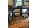 Antique Victorian TRI FOLD Dresser Beveled Mirror Wood Frame Heavy Well Made Pie