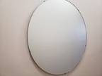 Mid Century Large Round Believed Mirror ( Genuine Polished Plate )
