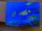 painting on canvas, original, oil, fish, signed by the artist