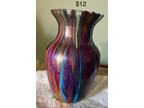 Acrylic paint poured flower vase