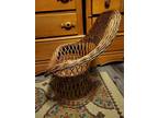 Vintage Wicker Childs Bucket Chair Boho MCM 25” Tall, 20” Wide, 12" At Seat.