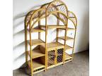 Boho Chic Bamboo Rattan and Wicker Arched Top Etagere