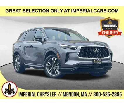 2023UsedINFINITIUsedQX60UsedAWD is a Grey 2023 Infiniti QX60 Luxe Car for Sale in Mendon MA