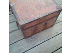 Antique Steam Trunk Original Hardware Metal Nautical Foot Locker Chest we ship$$