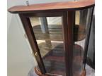 ROUNDGlass and Wood Mirrored Curio 25 " tall X 20.5 " wide with 2 Wooden Shelves