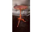 Vintage Bombay Company Red Leather Top Pedestal Table W/ Mahogany Finish