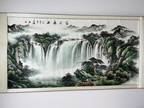 vintage art from china waterfall buffalo