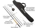 New 3-Piece Fly Fishing Rod and Reel Combo Starter Kit with Carry Case