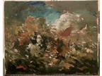 AFTER 17th CENTURY FRENCH OLD MASTER OIL ON CANVAS CAVALRY SKIRMISH BATTLE