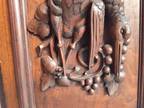 Antique 19th C. Victorian Walnut Hand Carved Game on Door Panel Orig. Finish #1