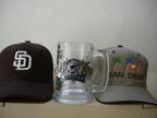 SAN DIEGO CHARGERS BEER STEIN w/METAL INLAY LOGO+ 2 CAPS !