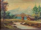 Small Antique Landscape Oil Painting Illegible Signature